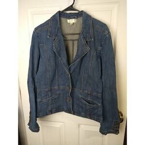 Passport Woman 12 Denim Jacket Button Front Pocket Casual Button Sleeve Y2K